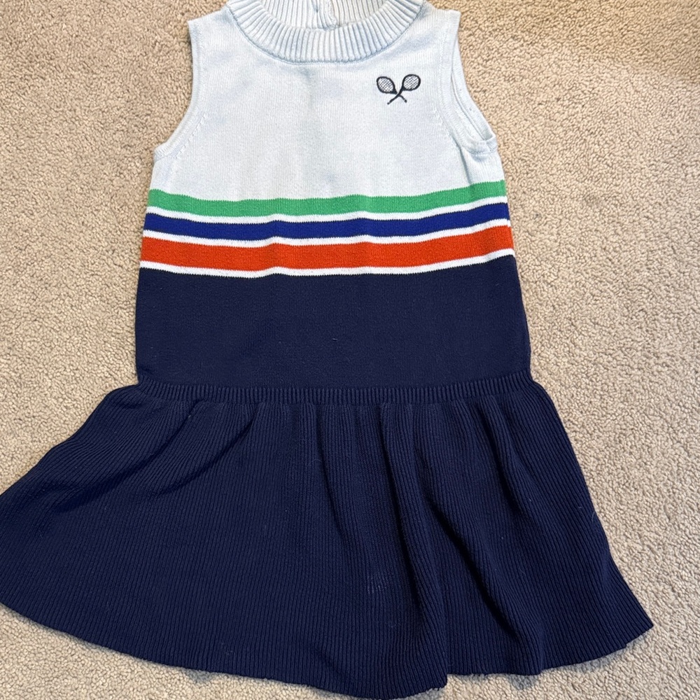 Janie and Jack Tennis Inspired Navy White Striped Dress size 5